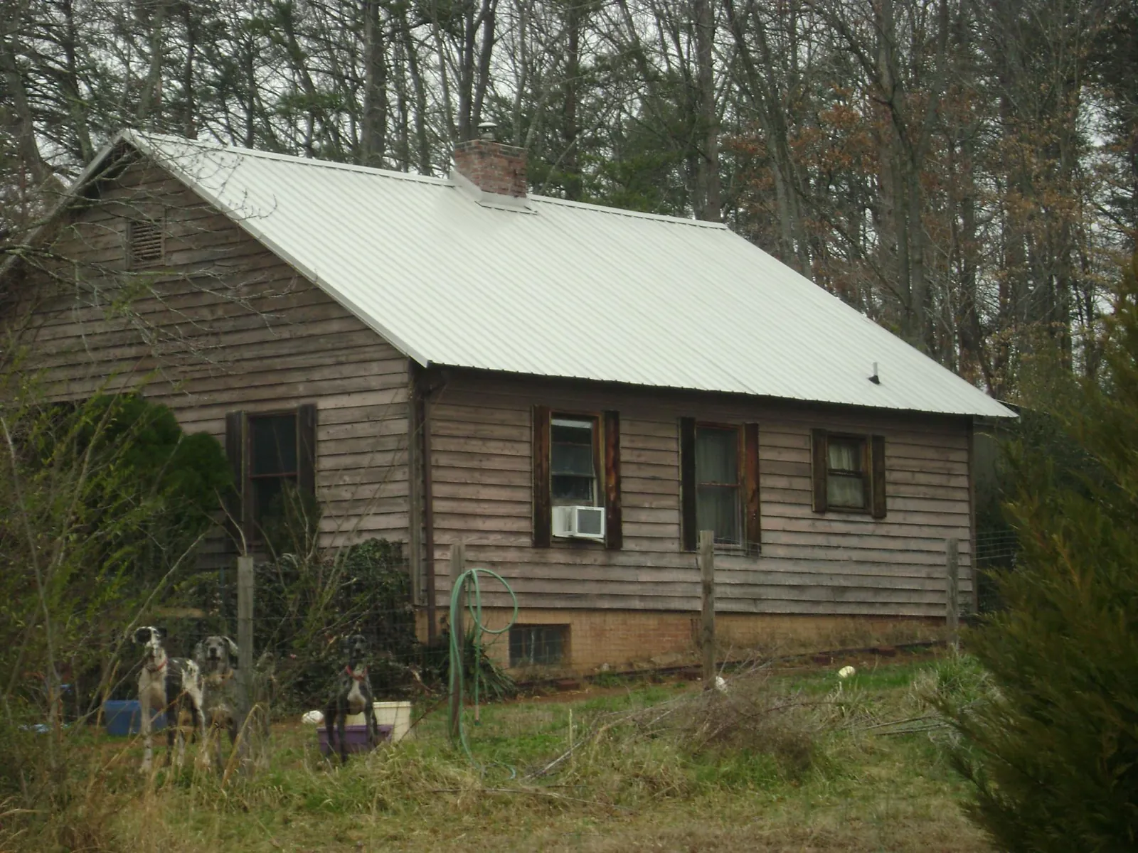 White metal roof on an old wood sided farmhouse, from a Metal Roof Installation job in Washougal